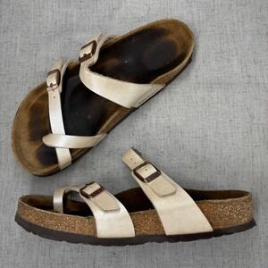 Birkenstock Mayari Sandals Pearly White Birko-Flor Toe Loop Women's EU Size 38